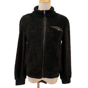 Rails Austin Black High Pile Fleece Full Zip Front Jacket XS Sherpa